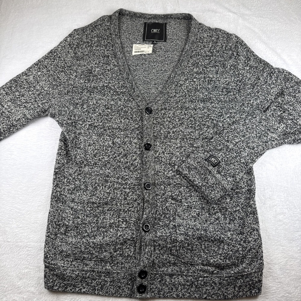NWT! Obey Propaganda Mens Size M Medium Gray Vagabond Cardigan Sweater‎